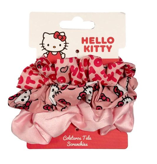Lot de 3 chouchous scrunchy Hello kitty
